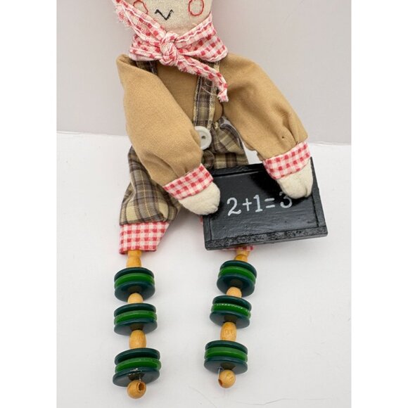 Math Teacher Primitive Doll Figurine Folk Art Rustic Country Christmas Gift - Picture 5 of 6